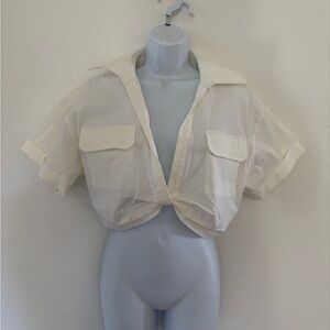 Zara Women's Cream Short Sleeve Top